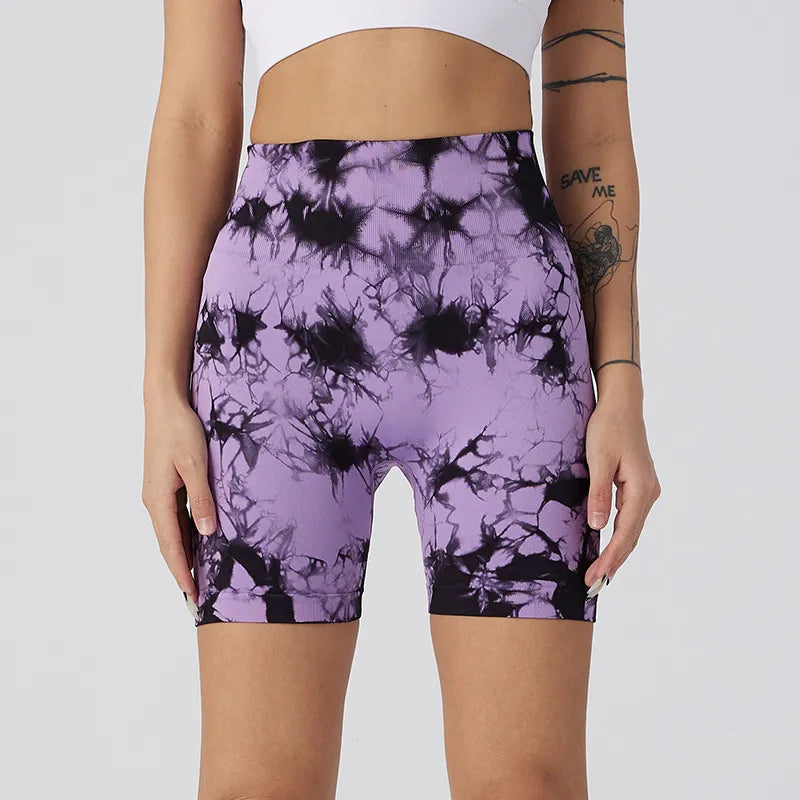 Seamless Tie Dye Push Up Yoga Shorts